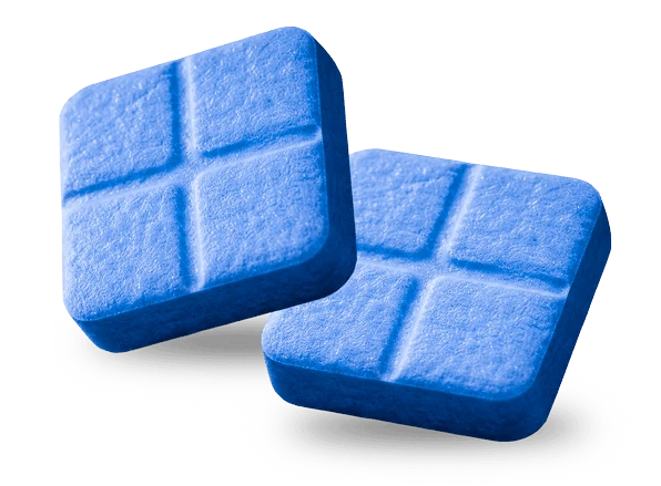Close-up of a DirectMax rapid-dissolve tablet
